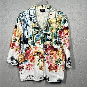 Onque Casual Multicolored Floral Jacket Women's Size XL
